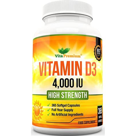 Vita Premium 4000iu Vitamin D3 365 Capsules Food Supplement On Onbuy