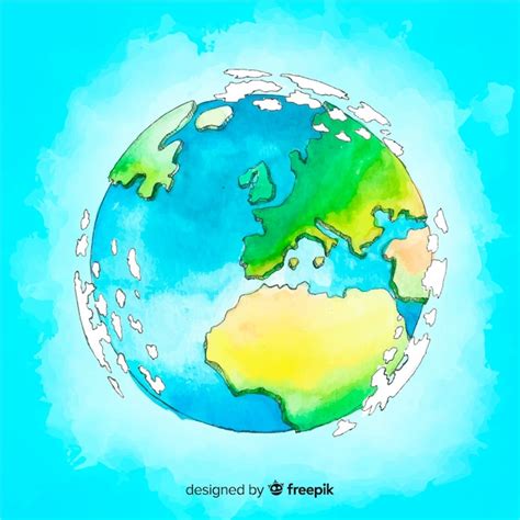 Composición adorable del planeta tierra dibujada a mano Vector Gratis