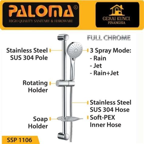 Promo PALOMA SSP 1106 SHOWER SET TIANG HANDSHOWER MANDI HAND HEAD