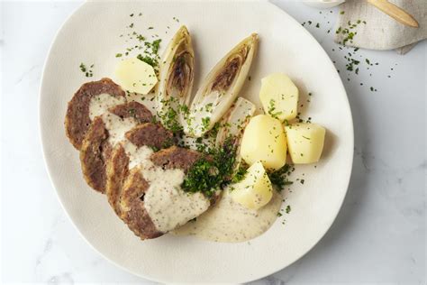 Gehaktbrood Met Kaas Witloof En Graanmosterdsaus Recepten Gram