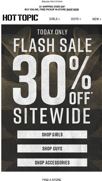 OFF For One Day Only It Starts Now Hot Topic Email Archive