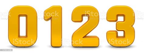 Gold Numbers 0 1 2 3 Isolated On White Background Golden 3d Numbers 3d