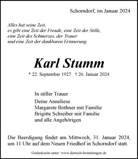 Traueranzeigen Von Karl Stumm Zvw Trauer