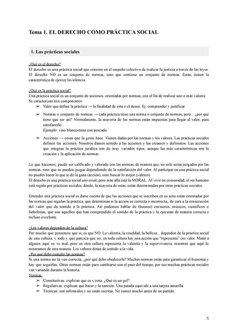 Fundamentos Del Derecho Tema 1 El Derecho Como PrÁctica Social 1