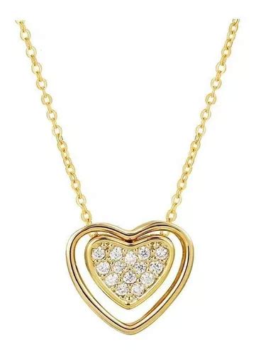 Hermoso Collar Corazón Pave Swarovski Oro 14k Lam