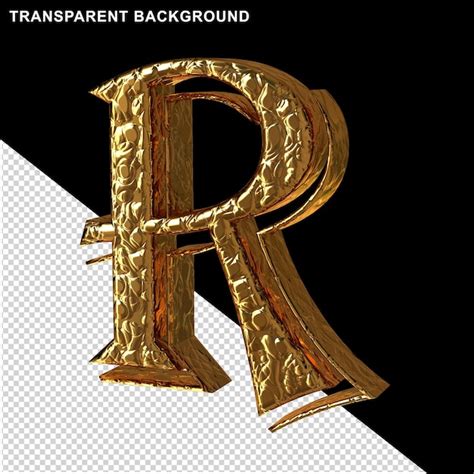 Premium PSD Fluted Gold Letters Right Side View 3d Letter R