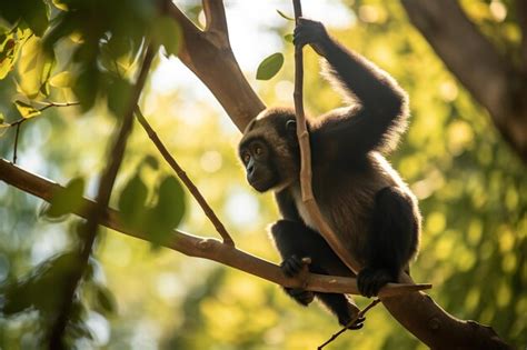 Premium AI Image | Playful Caovit Gibbons Swing Brachiate with Agile Treetop Motion