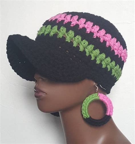 Alpha Kappa Alpha Aka Sorority Chunky Crochet Baseball Cap By