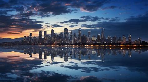 Premium Photo City Skyline Reflecting In The Lake