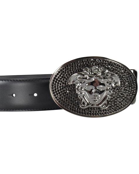 Versace Black Crystal Medusa Head Belt For Men Lyst