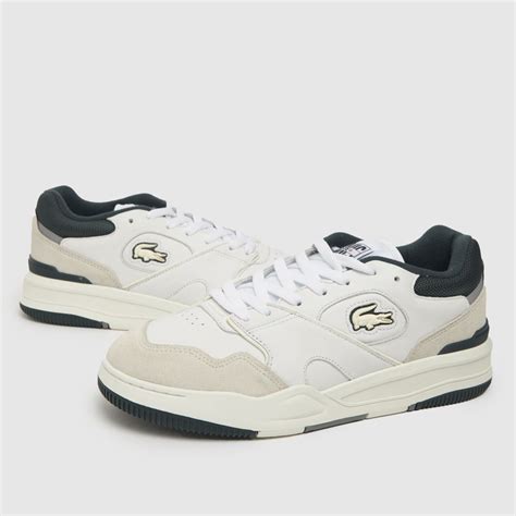 Mens White And Green Lacoste Lineshot Trainers Schuh