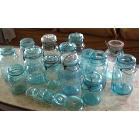 Vintage Aqua Glass Jars Perfect For Vases Or Organization Glass Jars Aqua Glass Glass