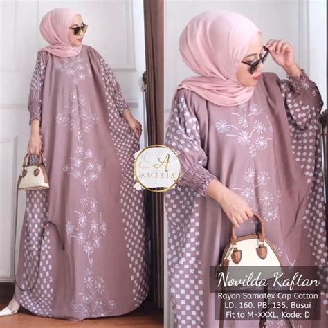 Jual Kaftan Novilda Premium Rayon Super Jumbo Busui Dress Nyaman