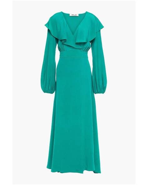 Diane Von Furstenberg Ruffled Silk Crepe De Chine Maxi Dress In Green