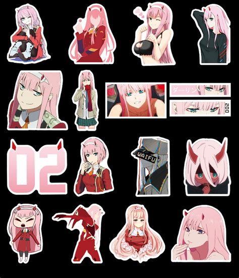 50 Pcs Pack Darling The Franxx Zero Two 02 Sticker Sexy Anime Etsy