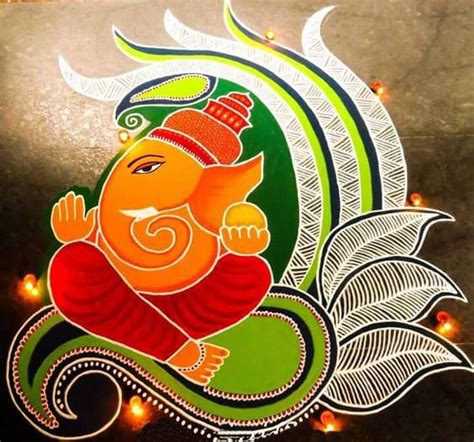 Latest Ganesh Rangoli Designs, Ideas And Pictures For 2018