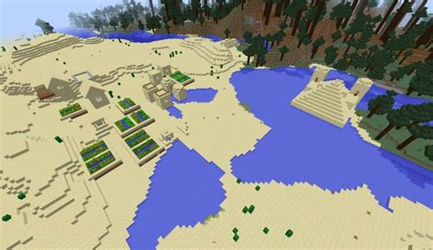 Minecraft Seed Awesome Npc Village Spawn Desert Temple In Water