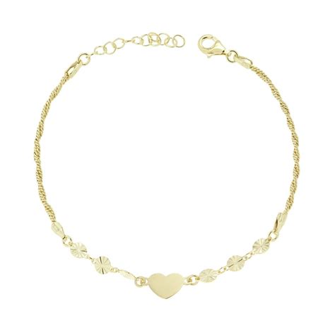 Bracciale Catena Intrecciata Diamantata Con Cuore E Tondi Diamantati In