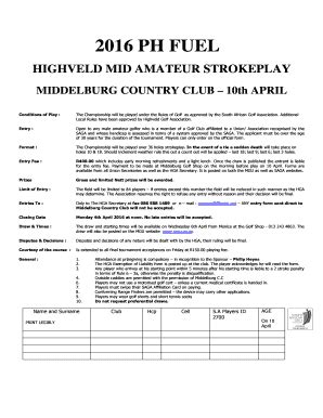 Fillable Online Mgu Co Highveld Mid Am Entry Form Mgu Co Fax