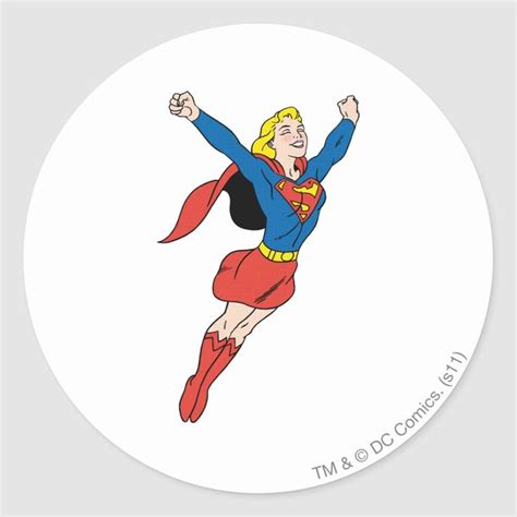 Supergirl Pose 6 Classic Round Sticker Zazzle Supergirl Round