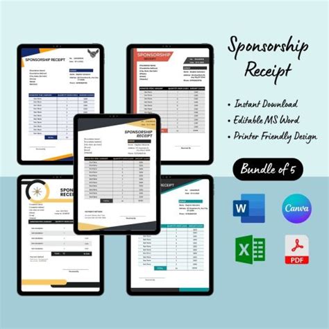 Sponsorship Receipt Template Blank Printable Pdf Excel And Word