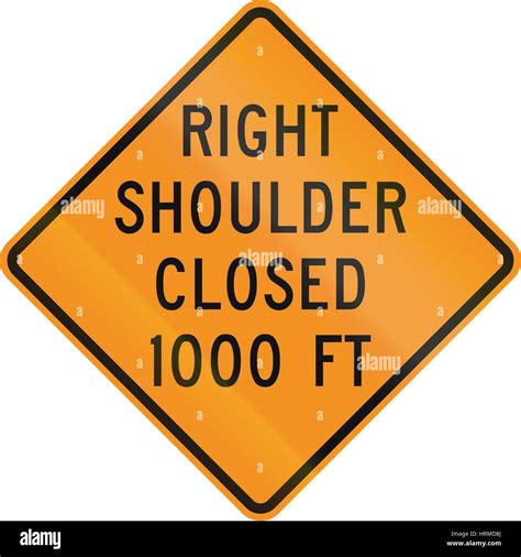 United States MUTCD road sign - Right shoulder closed Stock Photo - Alamy