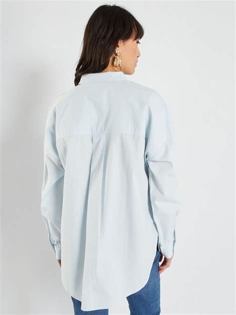 Camicia Lunga In Popeline Azzurro Pallido Kiabi