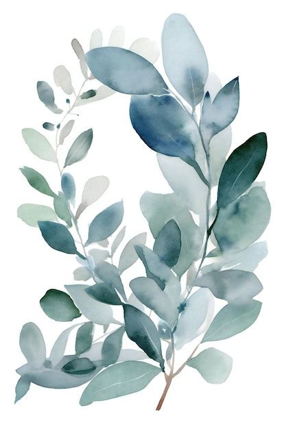 Premium Photo A Watercolor Painting Of Silver Leaves