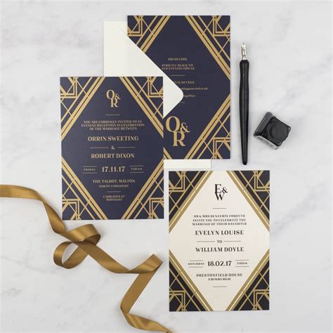 Art Deco Gatsby Wedding Invitation By Jack And Jess Art Deco Wedding