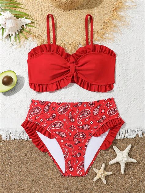 Conjunto De Mai Bikini De F Rias Para Adolescente Borda De