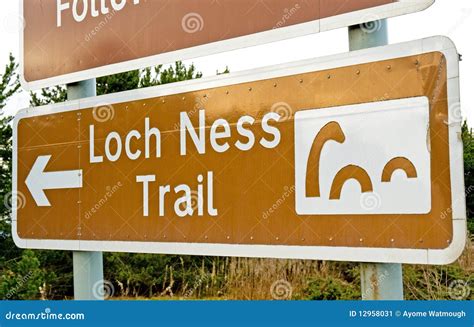 Loch Ness Monster Unusual Road Sign Stock Image Image 12958031