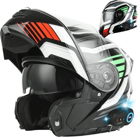 Strtg Casque Modulable Moto Bluetooth Int Gr Avec Double Visi Re Ece