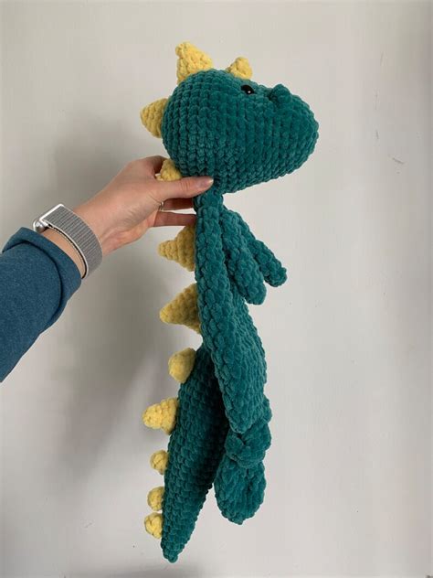 Large Crochet Dinosaur Plushie Blanket Lovey Snuggler Etsy