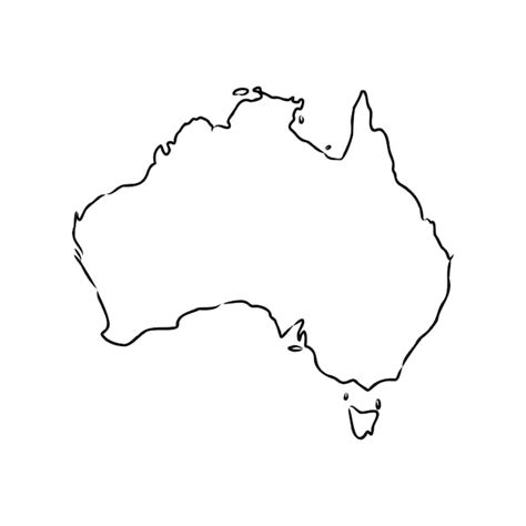 Esbozo De Mapa De Australia A Mano Alzada Sobre Fondo Blanco