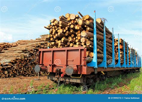 Transporting Wood By Train Stock Image Image Of Industrial