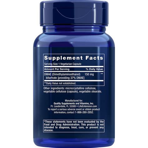 DMAE Bitartrate | Neurotransmitter production - Life Extension Australia