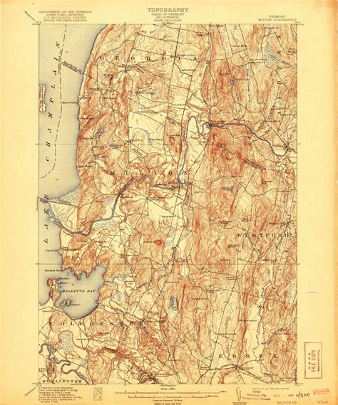 Milton Vermont 1915 1921 USGS Old Topo Map Reprint 15x15 VT Quad