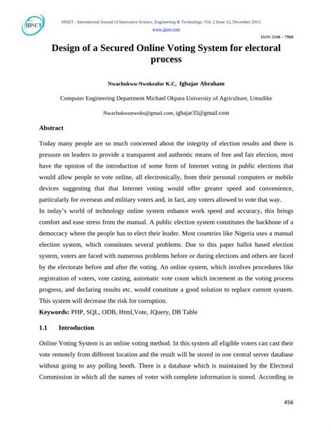 Pdf Design Of A Secured Online Voting System For Electoral Process