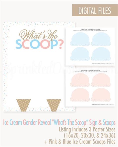 Ice Cream Gender Reveal What S The Scoop Poster Ice Etsy Gender