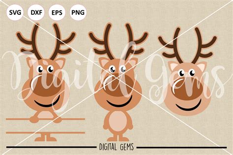 Reindeer Svg Dxf Eps Png Files By Digital Gems Thehungryjpeg