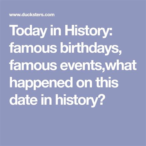 Today in History: famous birthdays, famous events,what happened on this ...