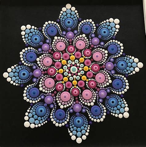 Large Framed Original Hand Painted Acrylic Mandala Painting Dot Art