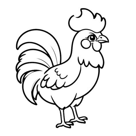 Premium Vector Cute Rooster For Kids Coloring Book