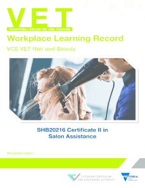 Fillable Online VET Workplace Learning Record Certificate II In Salon