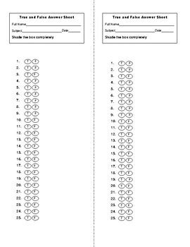 True And False Bubble Answer Sheet By Dental Education Hub TPT