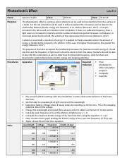 Photoelectric Effect Lab Report.docx - Photoelectric Effect Lab #14 ...