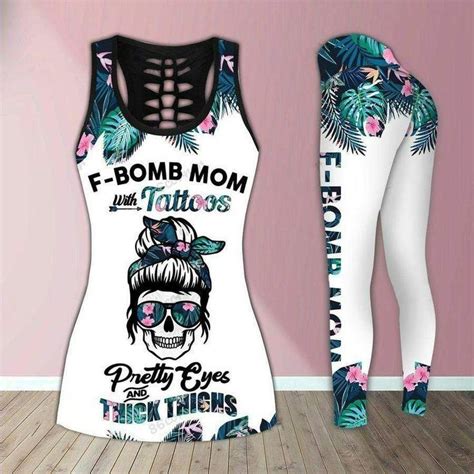 Mom Skull Pretty Eyes Blue Hoodie Hollow Tank Top Legging 3d Blue