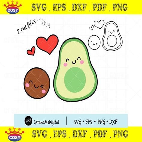 Cute Avocado Svg Avocado Clipart Couple Love Cute Fruit Svg Food Svg