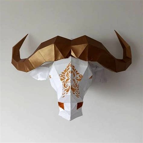 Buffalo Trophy Papercraft Sculpture Printable D Puzzle Papercraft Pdf