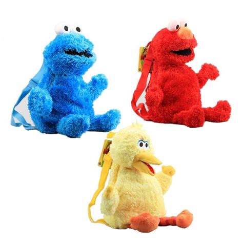 Estilo Cm Sesame Street Mochila De Felpa Red Elmo Blue Cookie Guy